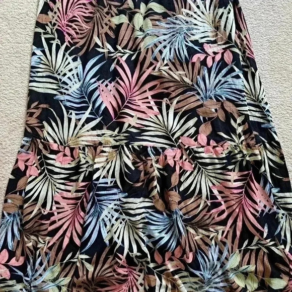 Hurley Maxi Dress Tropical Leaf Print XL Black Multi-colour Floral Dress - Picture 4 of 11